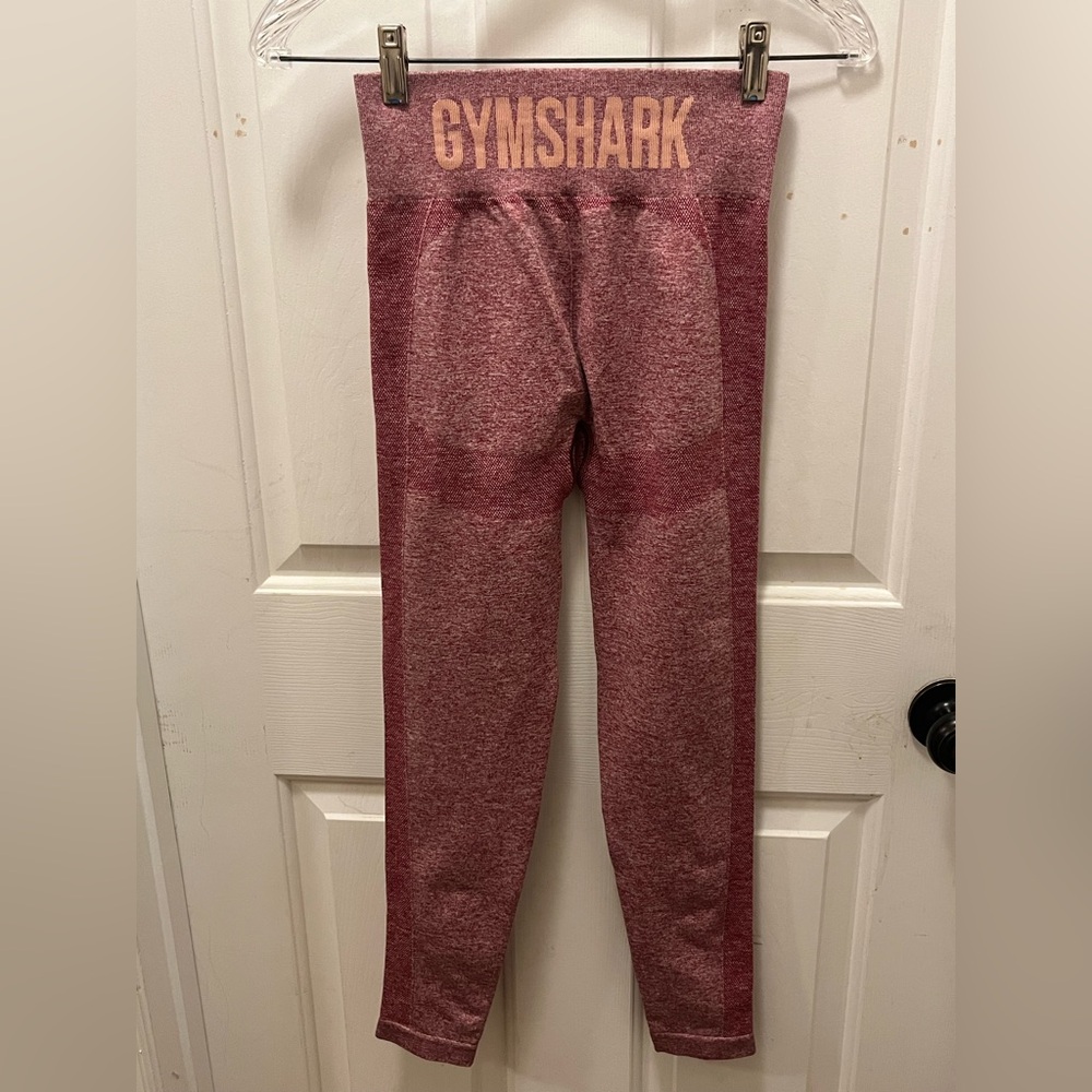 🦈 NWOT GYMSHARK FLEX HIGH WAISTED LEGGINGS IN BURGUNDY MARL - SZ MEDIUM
